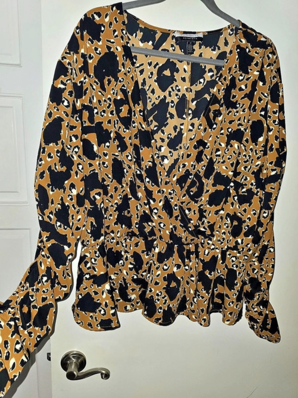 ELOQUII Animal Print Blouse in Brown & Black Like New, Size 24